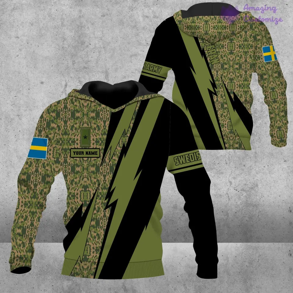 Personalized Sweden Soldier/Veteran with Name and Rank T-shirt 3D All Over Printed - 03042401QA