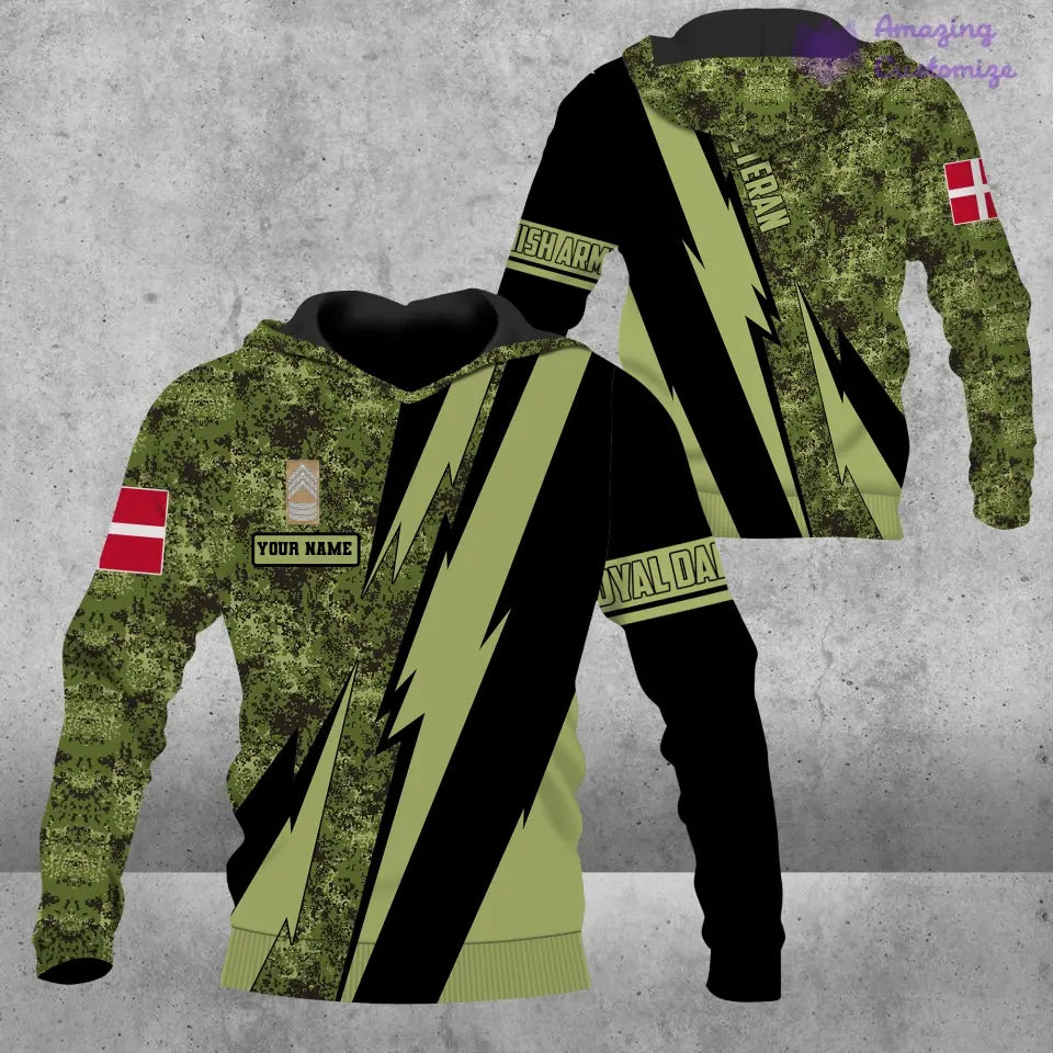 Personalized Denmark Soldier/Veteran with Name and Rank T-shirt 3D All Over Printed - 17121024