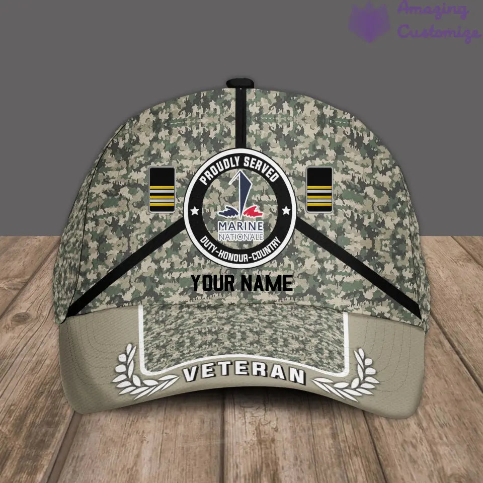 Personalized Rank And Name France Soldier/Veterans Camo Baseball Cap - 17121888