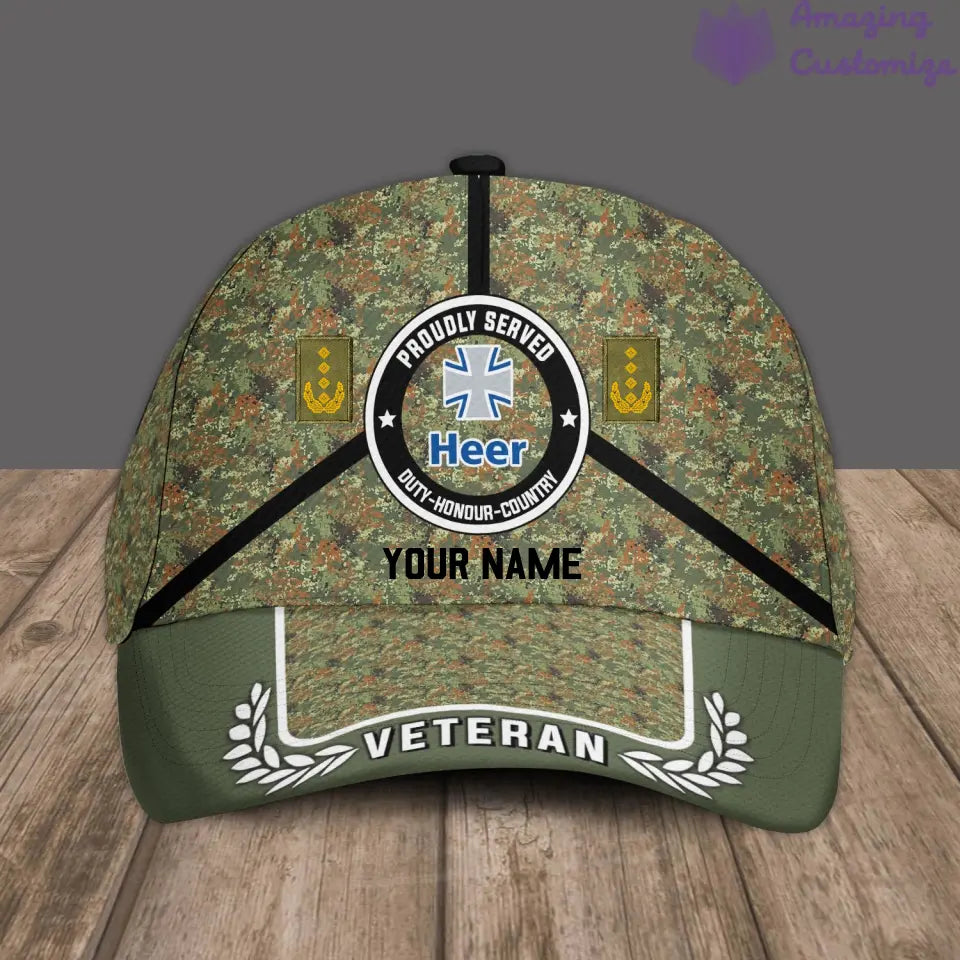 Personalized Rank And Name German Soldier/Veterans Camo Baseball Cap - 04042401