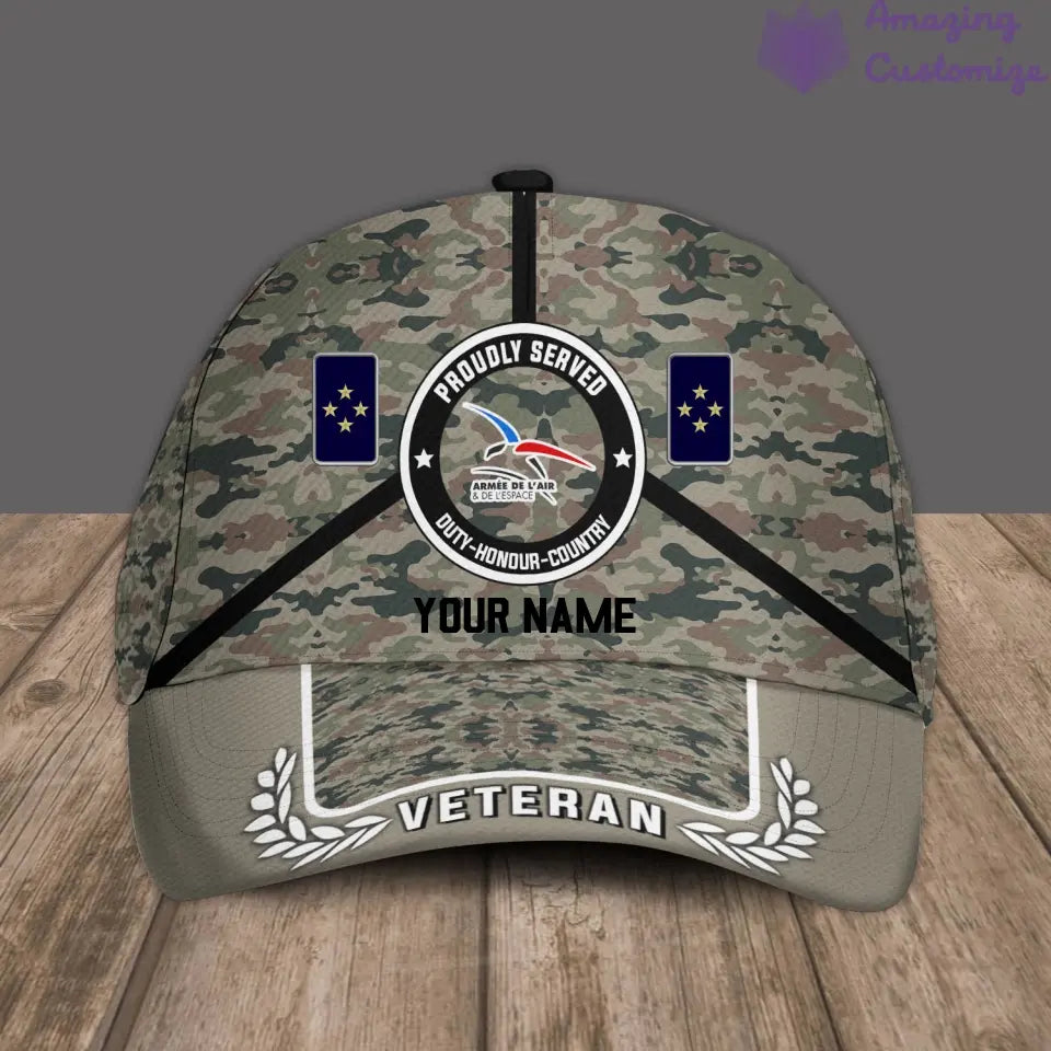 Personalized Rank And Name France Soldier/Veterans Camo Baseball Cap - 04042401