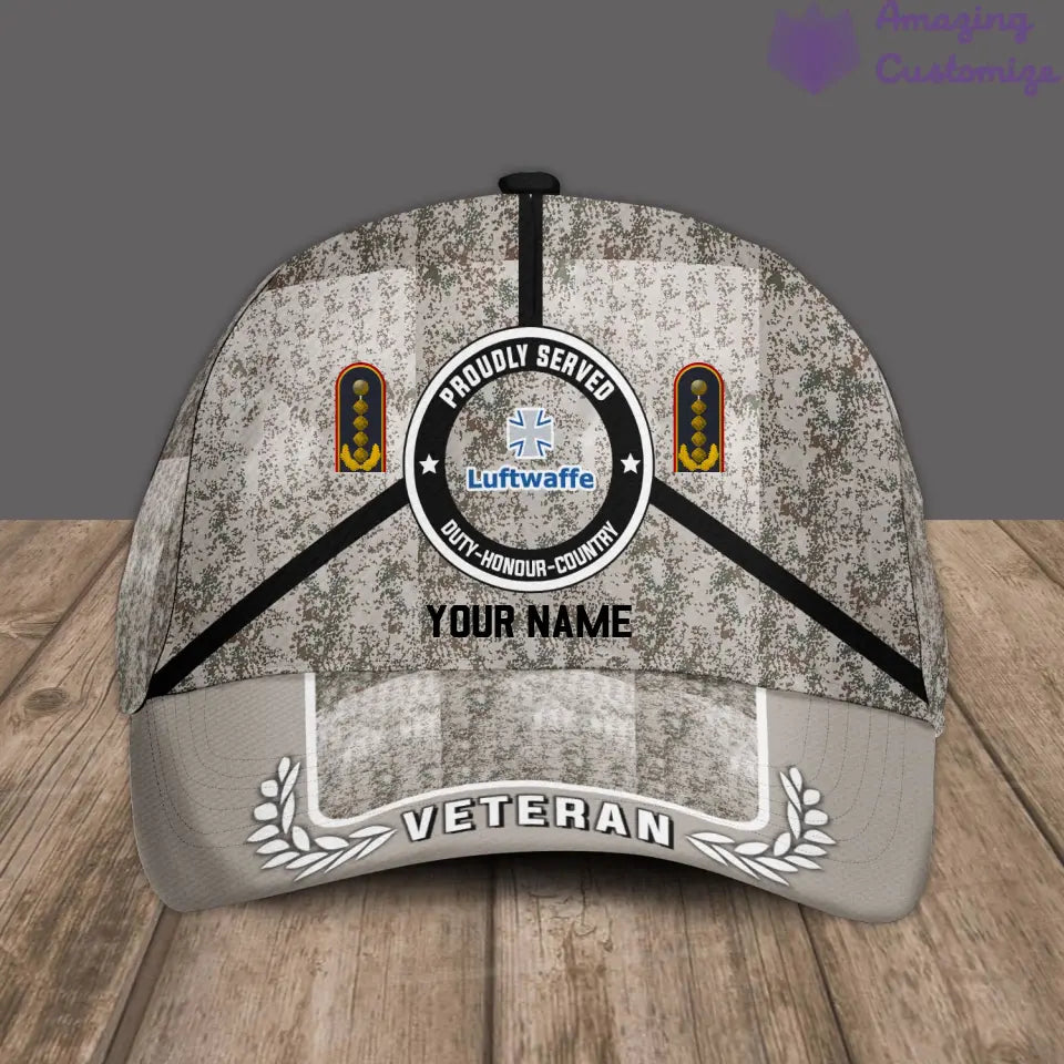 Personalized Rank And Name German Soldier/Veterans Camo Baseball Cap - 04042401