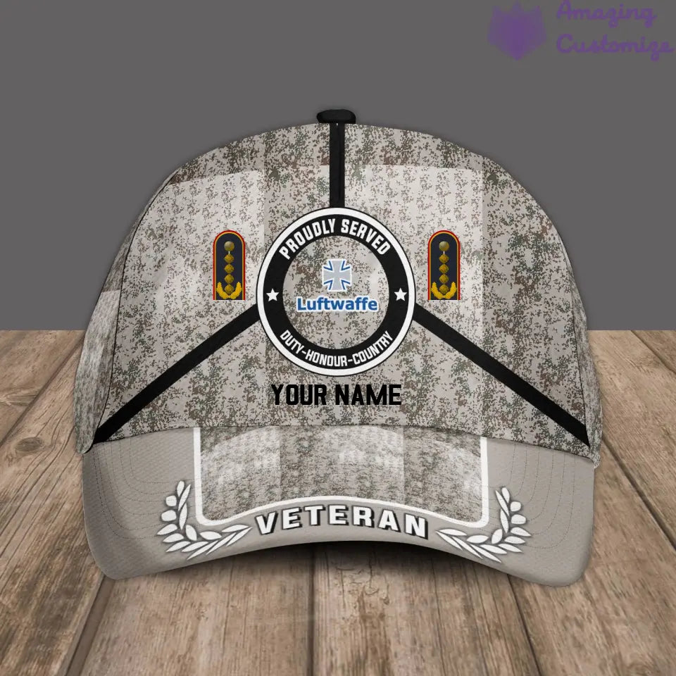 Personalized Rank And Name German Soldier/Veterans Camo Baseball Cap - 17121888