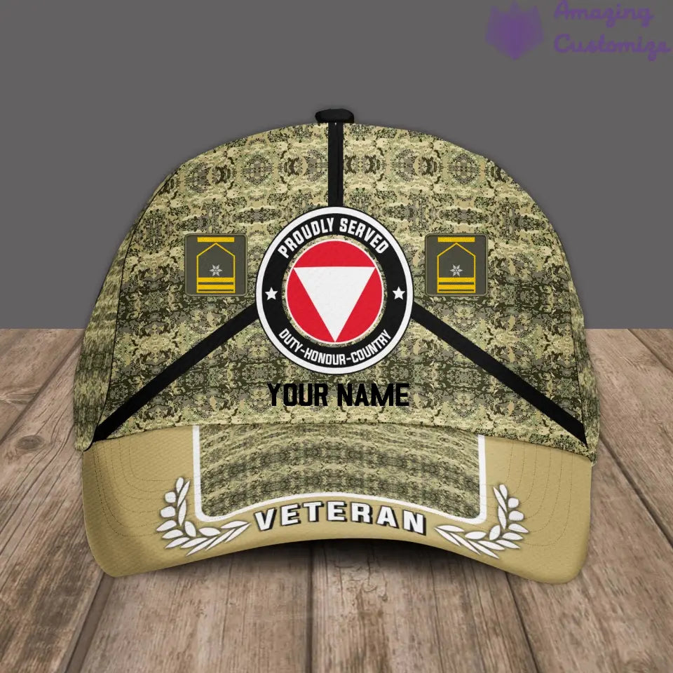 Personalized Rank And Name Austria Soldier/Veterans Camo Baseball Cap - 04042401