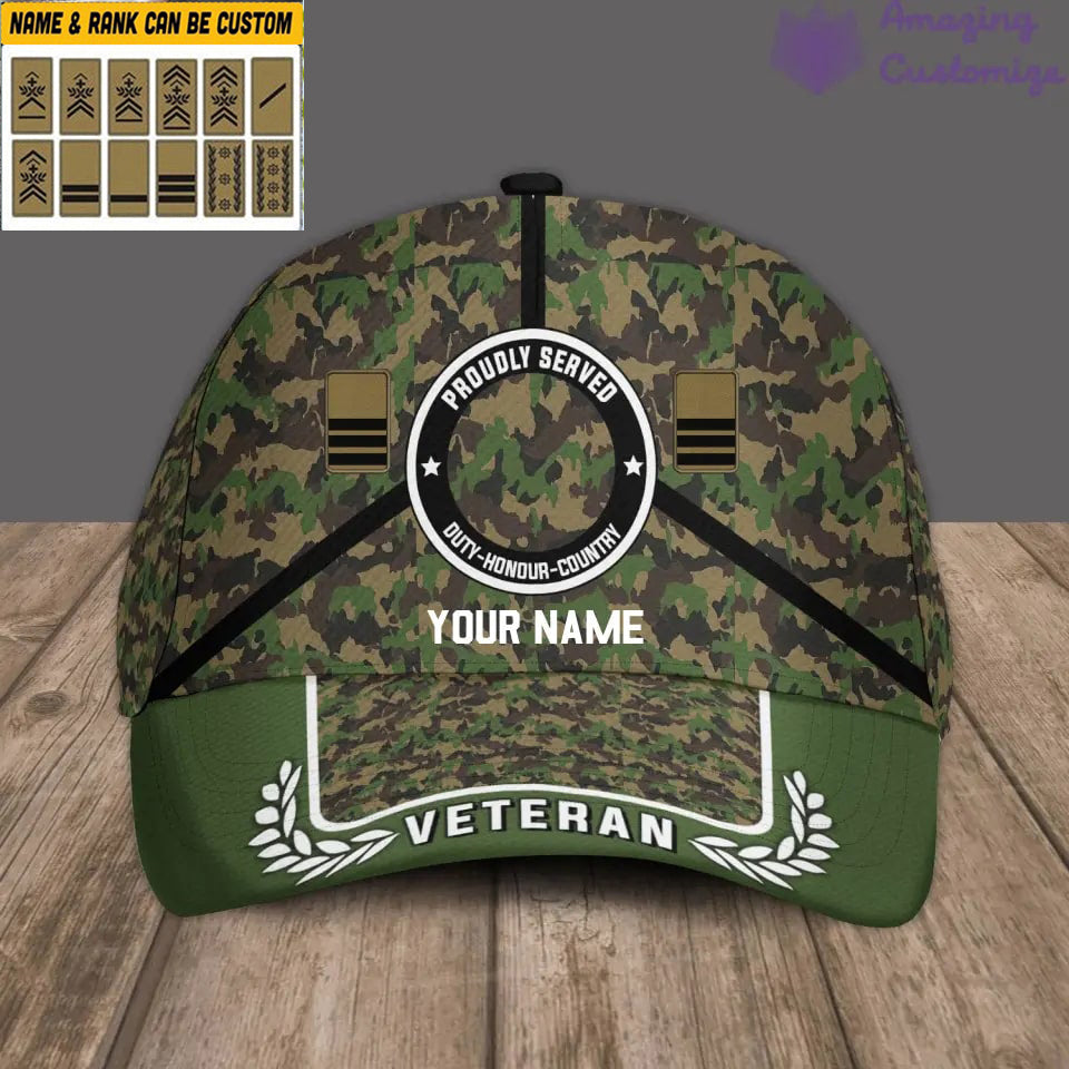 Baseballkappe mit Camouflage-Muster, personalisierbar, mit Rang und Namen, für Schweizer Soldaten/Veteranen – 17121888
