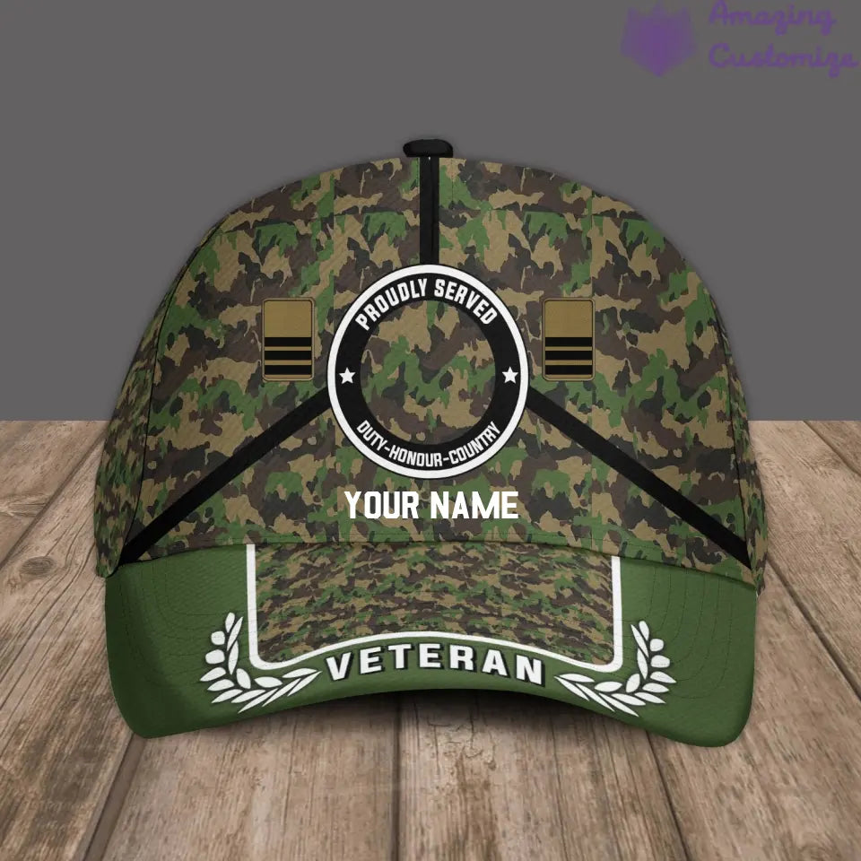 Personalized Rank And Name Swiss Soldier/Veterans Camo Baseball Cap - 04042401