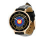 Personalized Belgium Soldier/ Veteran With Name Black Stitched Leather Watch - 05042401 QA - Gold Version