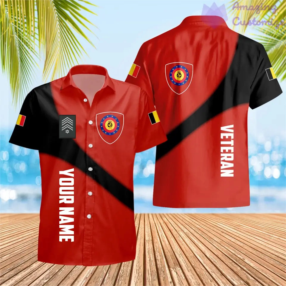 Personalized Belgium with Name and Rank Soldier/Veteran Hawaii Shirt All Over Printed - 08042401QA