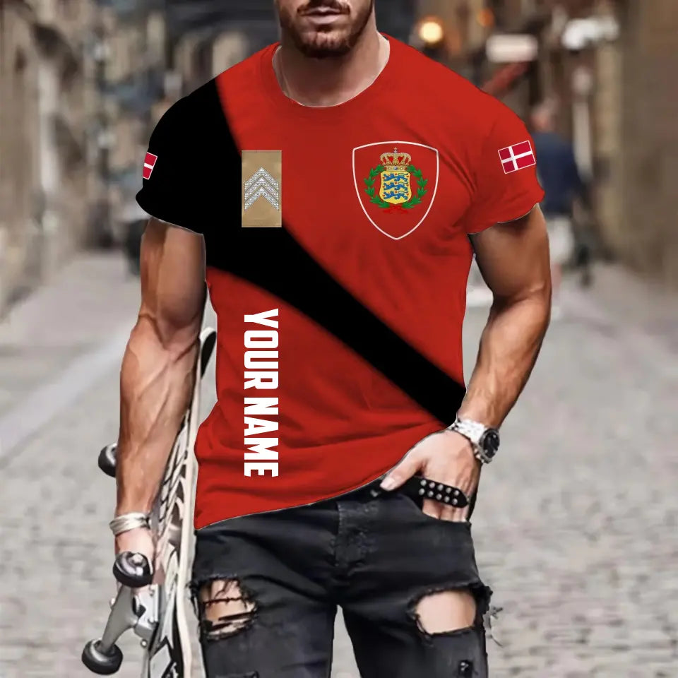 Personalized Denmark Soldier/Veteran with Name and Rank T-shirt 3D All Over Printed - 17125344