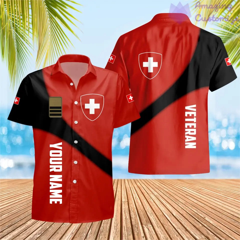 Personalisiertes T-Shirt „Schweizer Soldat/Veteran“ mit Namen und Rang, 3D-Rundumdruck – 08042401QA
