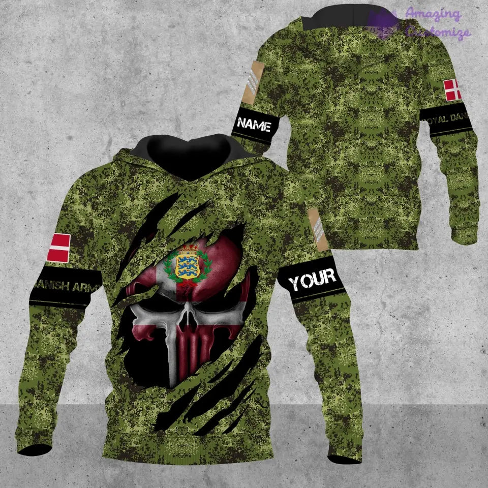 Personalized Denmark Soldier/Veteran with Name and Rank 3D T-shirt All Over Printed - 1712534401