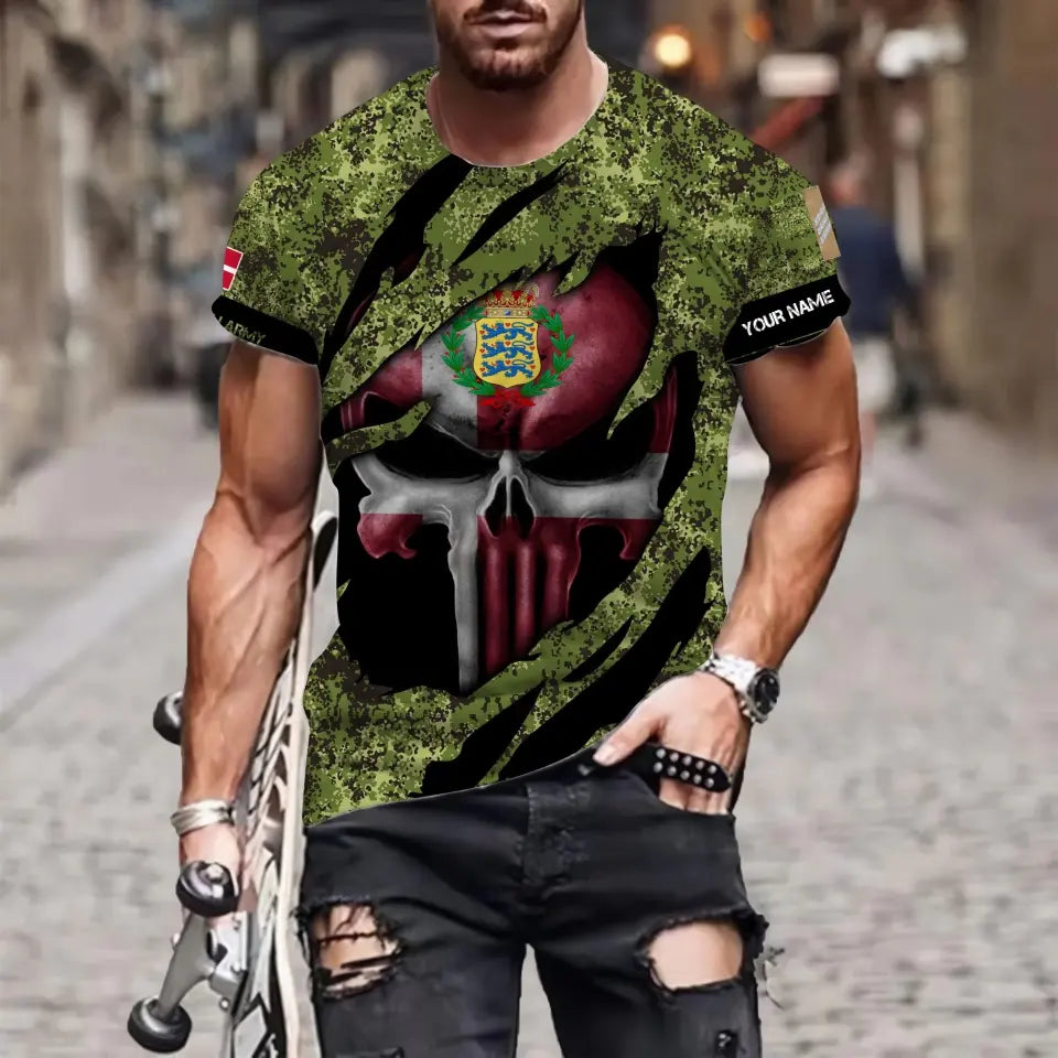 Personalized Denmark Soldier/Veteran with Name and Rank 3D T-shirt All Over Printed - 1712534401