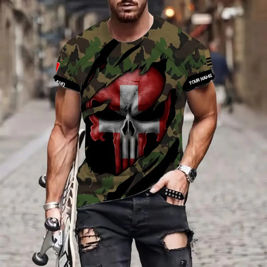 T-shirt personnalisé soldat/vétéran suisse avec nom et grade imprimé en 3D sur toute la surface - 08042402QA