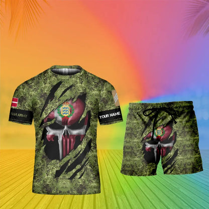 Personalized Denmark Soldier/ Veteran Camo With Name And Rank Combo T-Shirt + Short 3D Printed - 1712534401