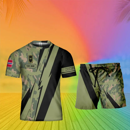 Personalized Norway Soldier/ Veteran Camo With Name And Rank Combo T-Shirt + Short 3D Printed -03042401QA