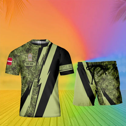 Personalized Denmark Soldier/ Veteran Camo With Name And Rank Combo T-Shirt + Short 3D Printed - 17121024