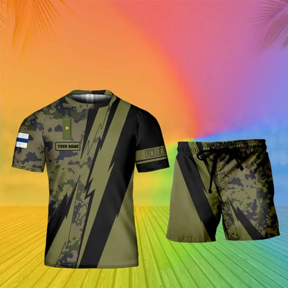 Personalized Finland Soldier/ Veteran Camo With Name And Rank Combo T-Shirt + Short 3D Printed  - 03042401QA