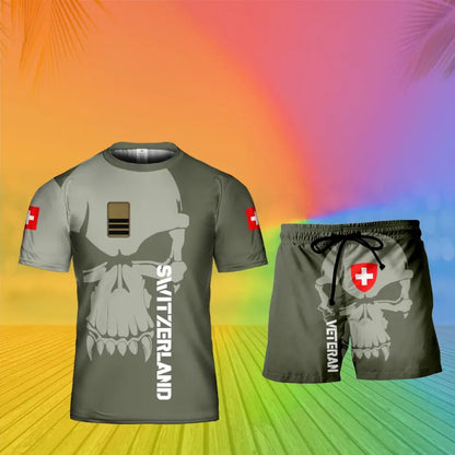 Personalized Swiss Soldier/ Veteran Camo With  Rank Combo T-Shirt + Short 3D Printed -13042401QA