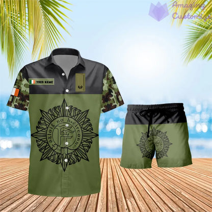 Personalized Ireland Soldier/ Veteran Camo With Rank Combo Hawaii Shirt + Short 3D Printed - 0906230001QA