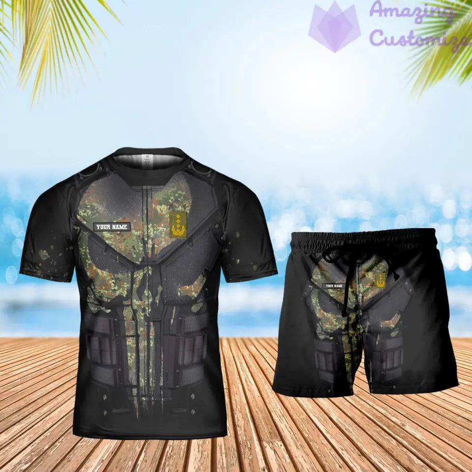 Personalized Germany Soldier/ Veteran Camo With Name And Rank Combo T-Shirt + Short 3D Printed  - 0112230001QA