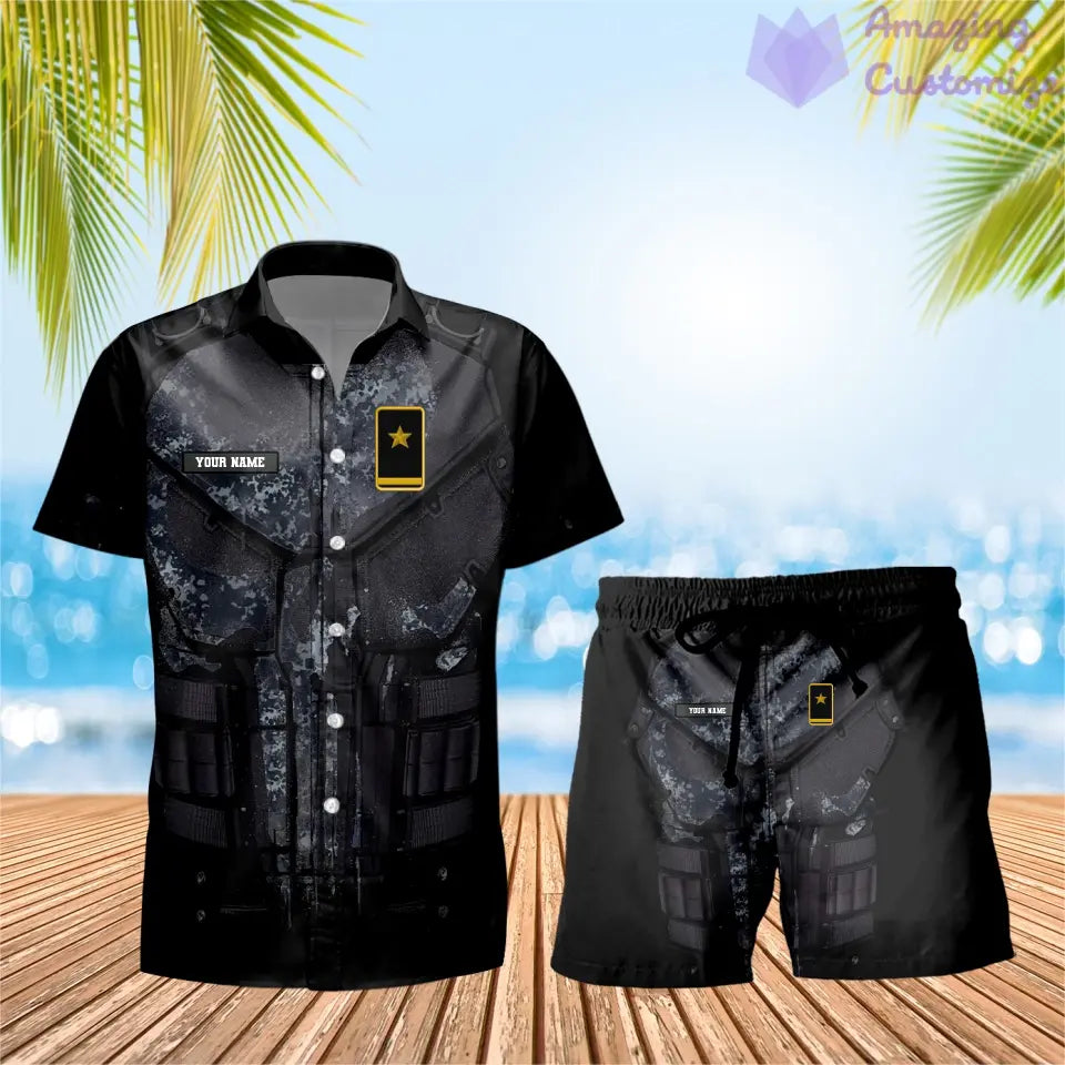 Personalized Germany Soldier/ Veteran Camo With Rank Combo Hawaii Shirt + Short 3D Printed - 0112230001QA