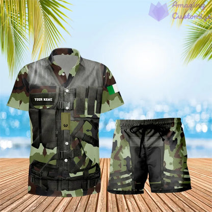 Personalized Ireland Soldier/ Veteran Camo With Rank Combo Hawaii Shirt + Short 3D Printed - 17137440