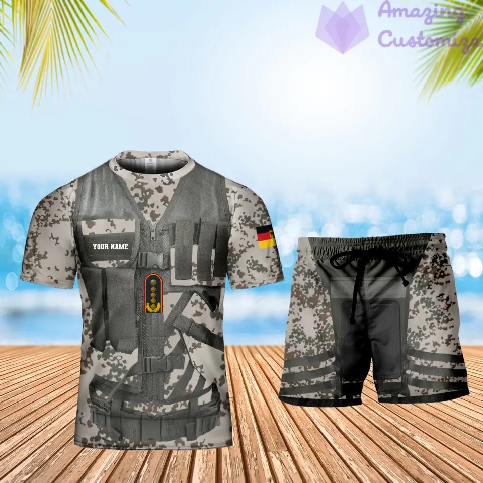 Personalized Germany Soldier/ Veteran Camo With Name And Rank Combo T-Shirt + Short 3D Printed  - 22042401QA