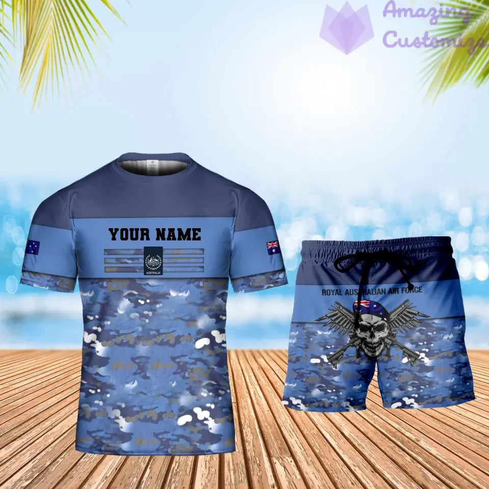 Personalized Australia Soldier/ Veteran Camo With Name And Rank Combo T-Shirt + Short 3D Printed  - 1112230001QA