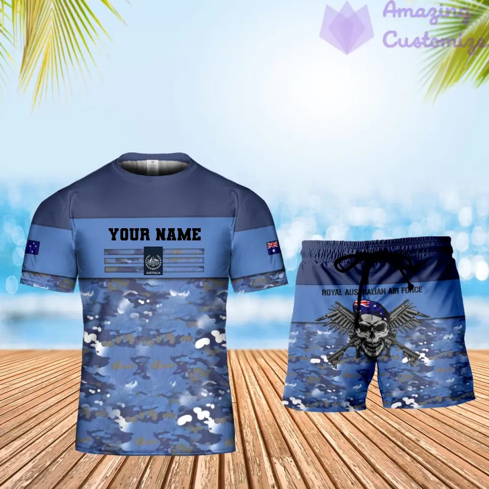 Personalized Australia Soldier/ Veteran Camo With Name And Rank Combo T-Shirt + Short 3D Printed  - 17022528