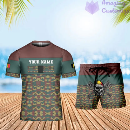Personalized Belgium Soldier/ Veteran Camo With Name And Rank Combo T-Shirt + Short 3D Printed  - 1201240001QA