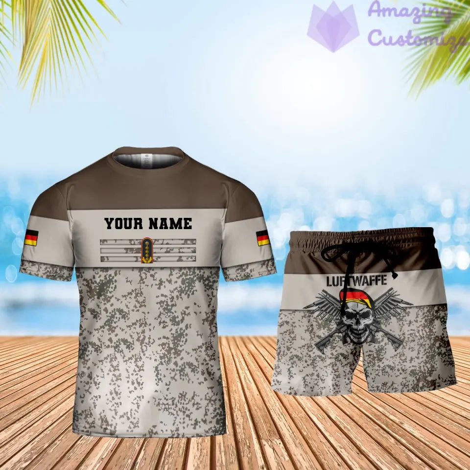 Personalized Germany Soldier/ Veteran Camo With Name And Rank Combo T-Shirt + Short 3D Printed  - 1112230001QA