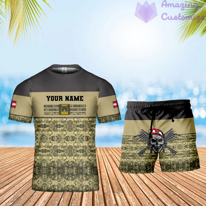 Personalized Austria Soldier/ Veteran Camo With Name And Rank Combo T-Shirt + Short 3D Printed -1201240001QA