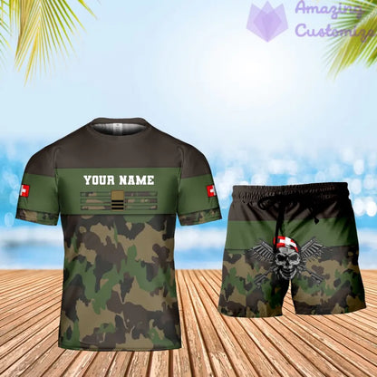 Personalized Swiss Soldier/ Veteran Camo With Name And Rank Combo T-Shirt + Short 3D Printed -1201240001QA