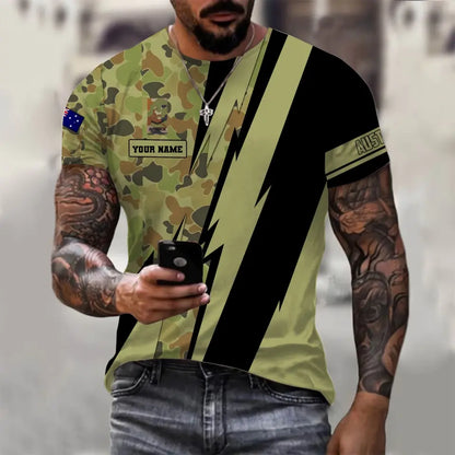 Personalized Australia Soldier/ Veteran Camo With Name And Rank T-Shirt 3D Printed  - 0503240001QA