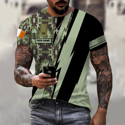 Personalized Ireland Soldier/ Veteran Camo With Name And Rank T-Shirt 3D Printed  - 17095968