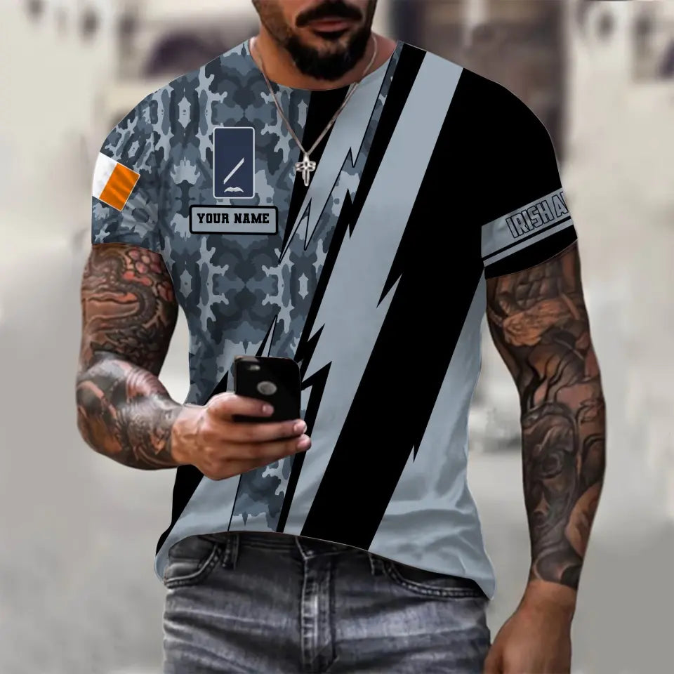 Personalized Ireland Soldier/ Veteran Camo With Name And Rank T-Shirt 3D Printed  - 17095968