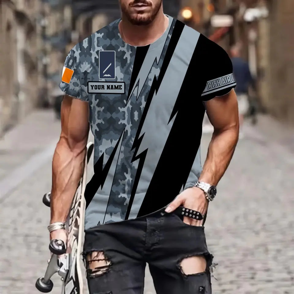 Personalized Ireland Soldier/ Veteran Camo With Name And Rank T-Shirt 3D Printed  - 17095968