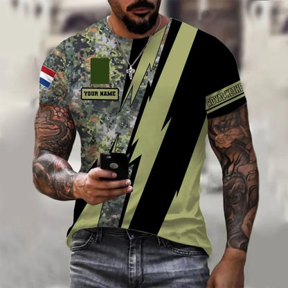 Personalized Netherlands Soldier/ Veteran Camo With Name And Rank T-Shirt 3D Printed  - 030424QA