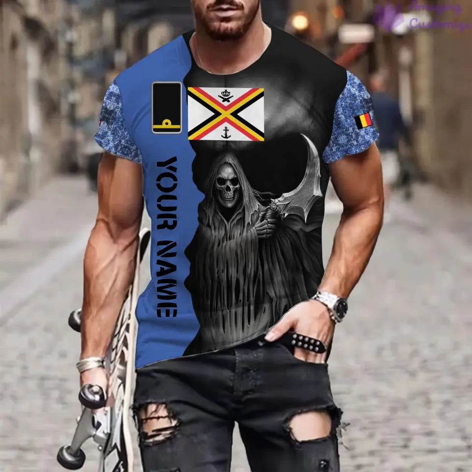 Personalized Belgium Soldier/ Veteran Camo With Name And Rank 3D T-shirt Printed  - 17062272