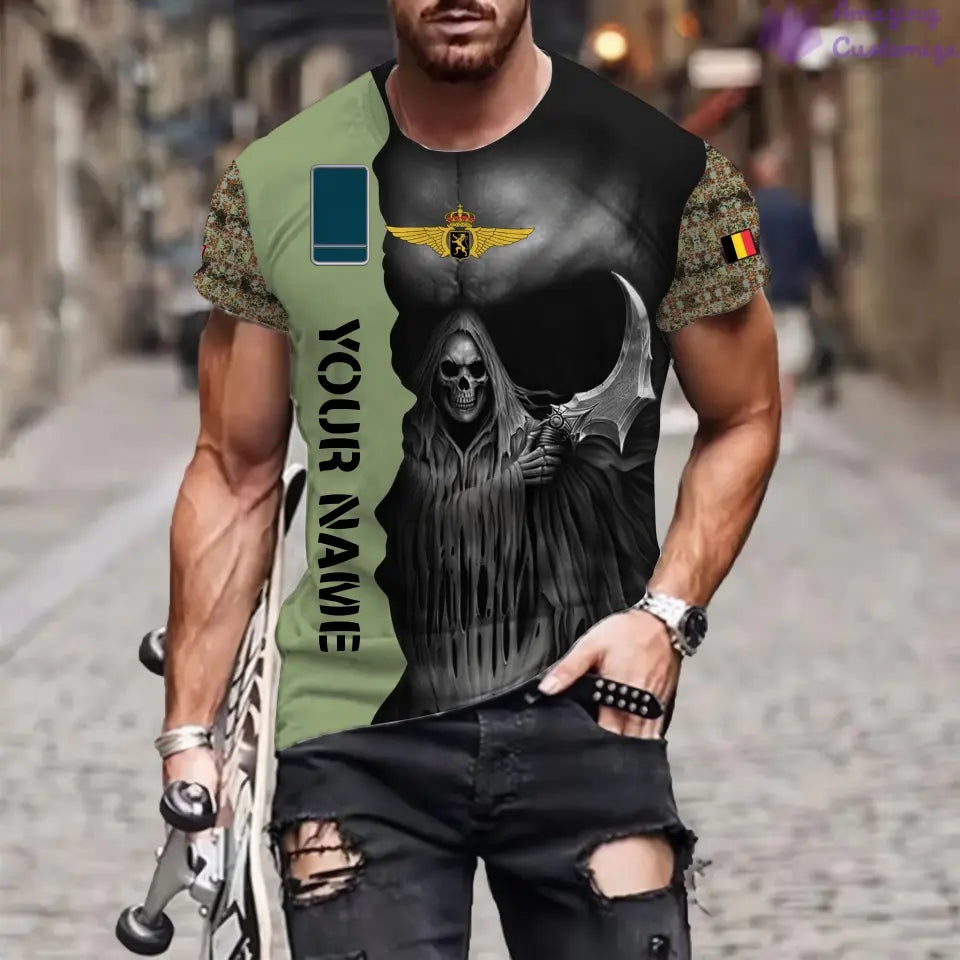 Personalized Belgium Soldier/ Veteran Camo With Name And Rank 3D T-shirt Printed  - 17062272