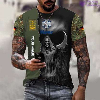 Personalized Germany Soldier/ Veteran Camo With Name And Rank 3D T-shirt Printed  - 17062272
