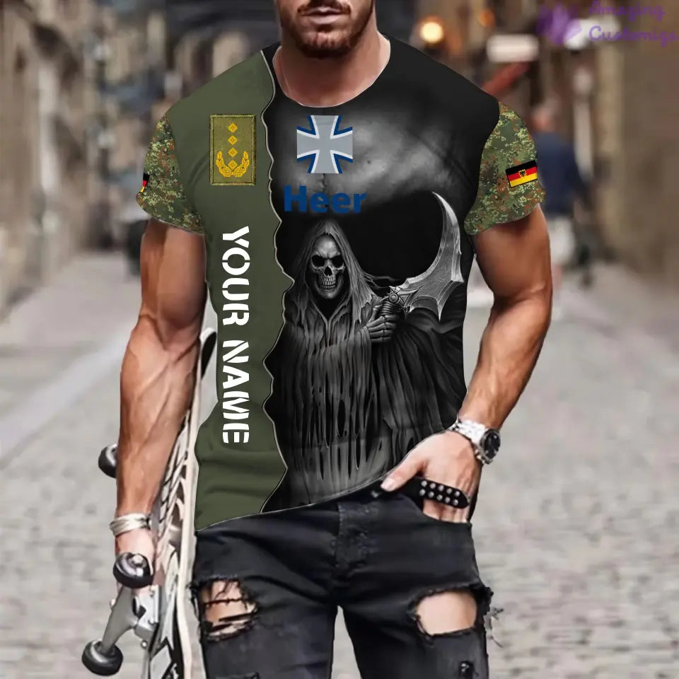 Personalized Germany Soldier/ Veteran Camo With Name And Rank 3D T-shirt Printed  - 17062272