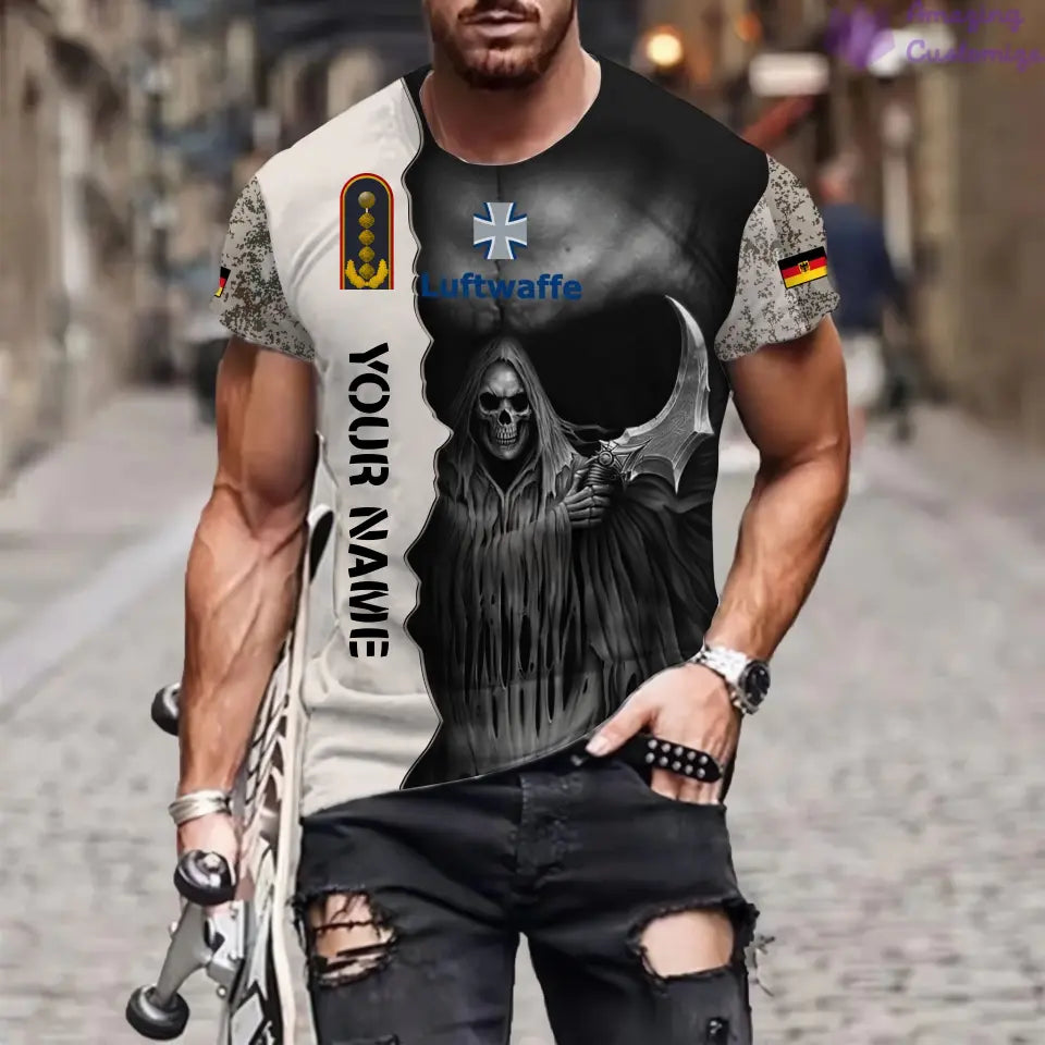 Personalized Germany Soldier/ Veteran Camo With Name And Rank 3D T-shirt Printed  - 17062272