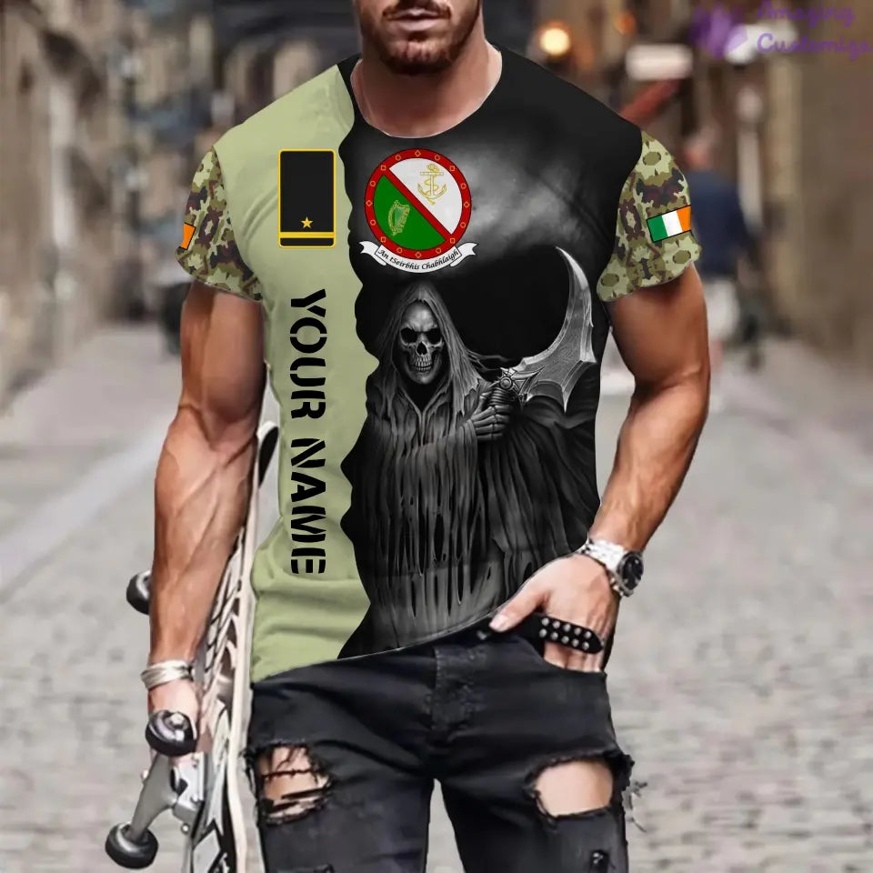 Personalized Ireland Soldier/ Veteran Camo With Name And Rank 3D T-shirt Printed  - 17062272