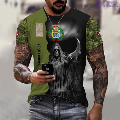 Personalized Denmark Soldier/ Veteran Camo With Name And Rank T-Shirt 3D Printed - 17062272