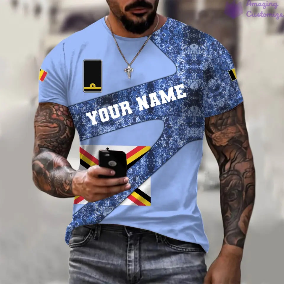 Personalized Belgium Soldier/ Veteran Camo With Name And Rank T-Shirt 3D Printed  - 3001240001