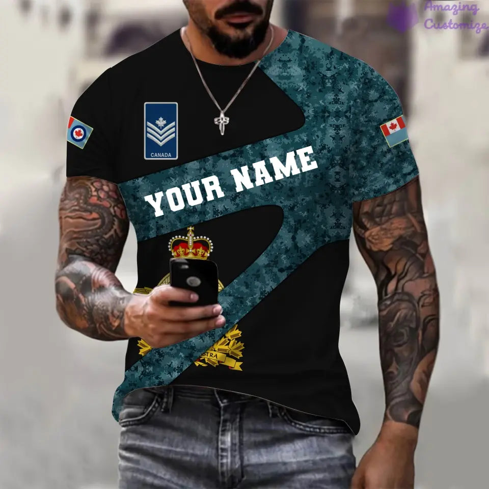 Personalized Canada Soldier/ Veteran Camo With Name And Rank T-Shirt 3D Printed  - 3001240001