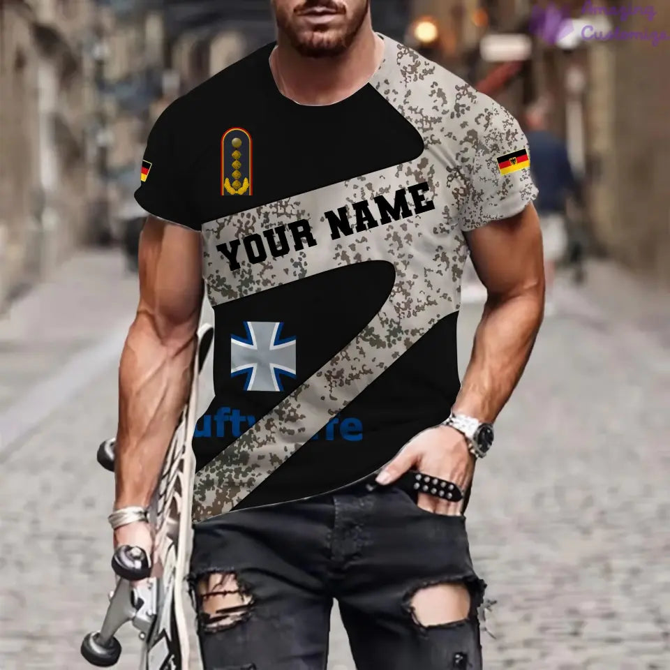 Personalized Germany Soldier/ Veteran Camo With Name And Rank T-Shirt 3D Printed  - 3001240001