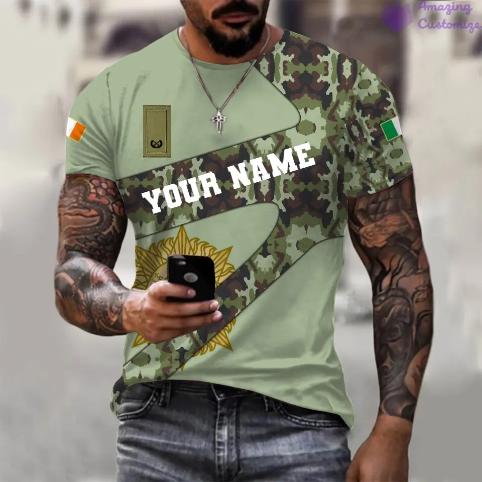 Personalized Ireland Soldier/ Veteran Camo With Name And Rank T-Shirt 3D Printed  - 17065728