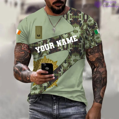 Personalized Ireland Soldier/ Veteran Camo With Name And Rank T-Shirt 3D Printed  - 17065728